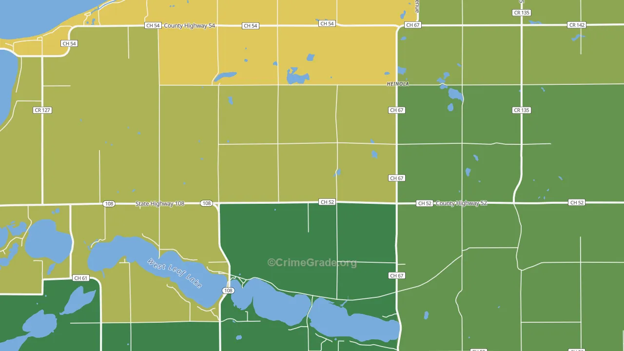 Heinola, MN Map of Drug-Related Crime Rates