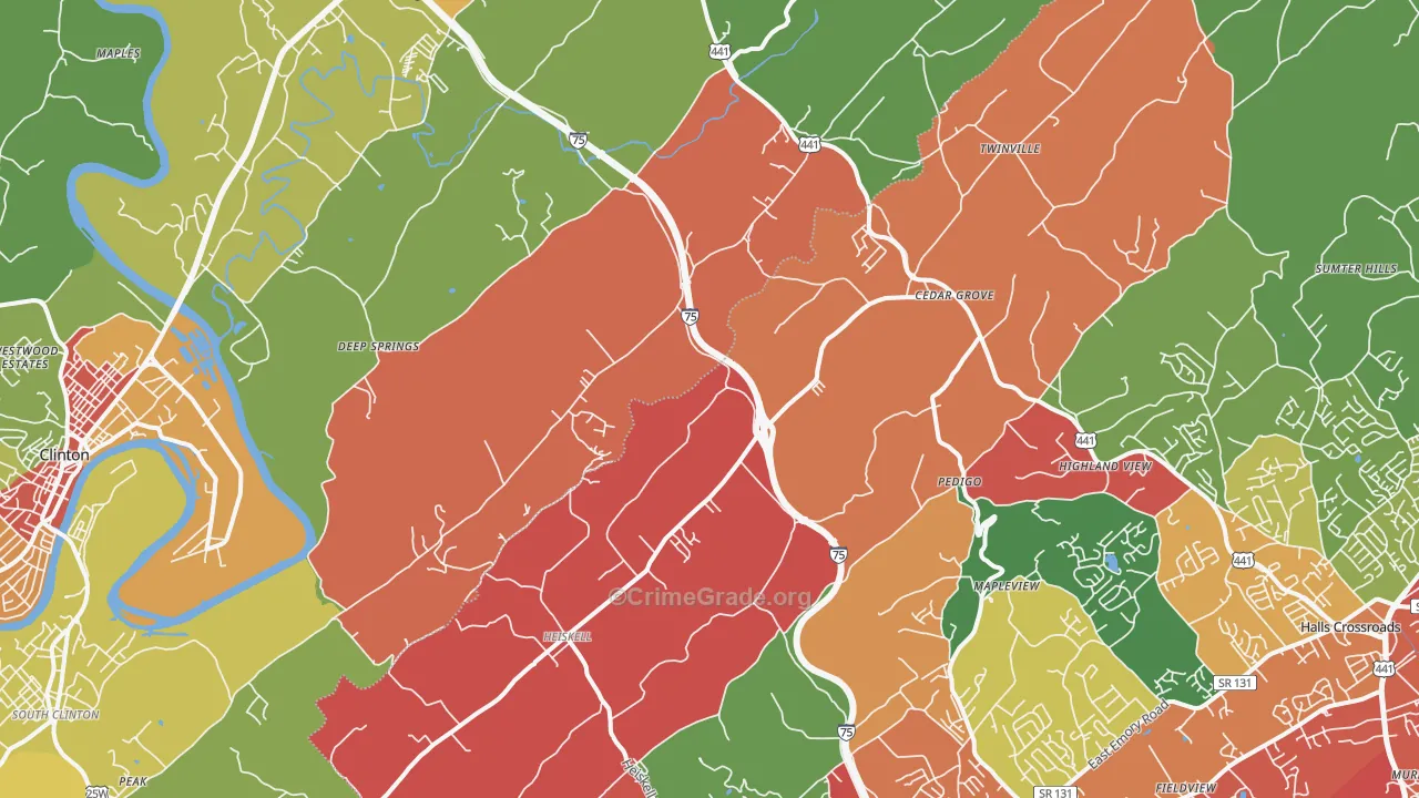 Heiskell, TN Map of Drug-Related Crime Rates
