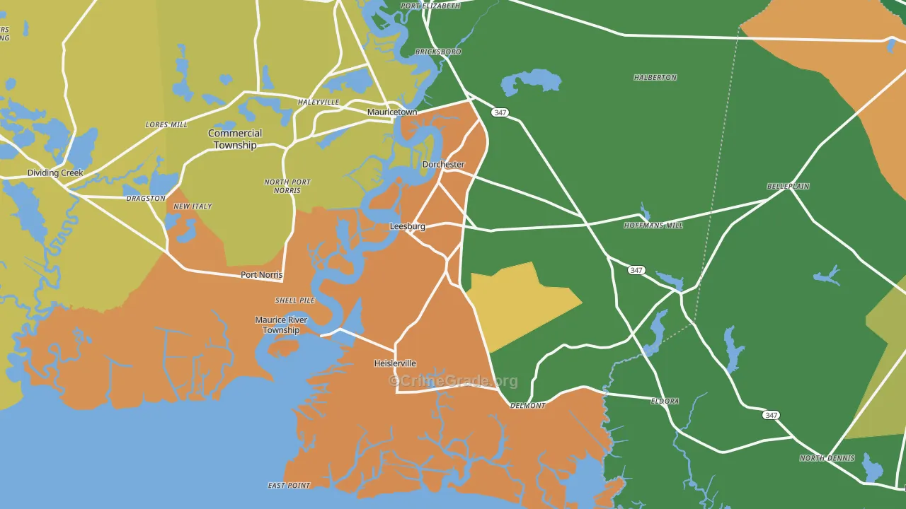 Heislerville, NJ Map of Drug-Related Crime Rates