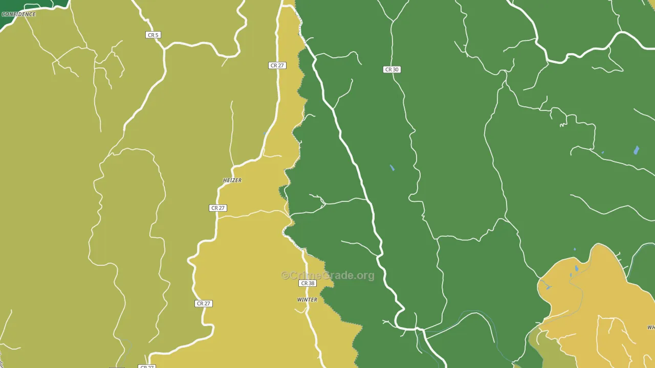 Heizer, WV Map of Drug-Related Crime Rates