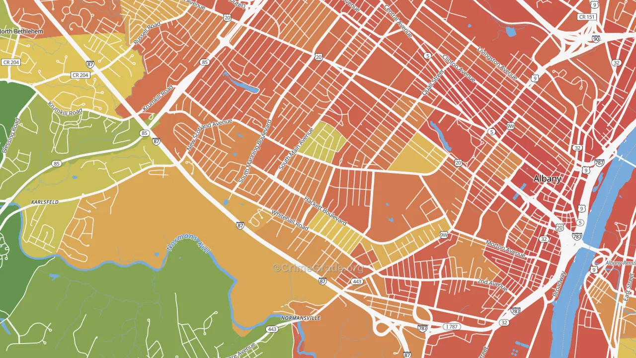 Helderberg, Albany, NY Map of Drug-Related Crime Rates
