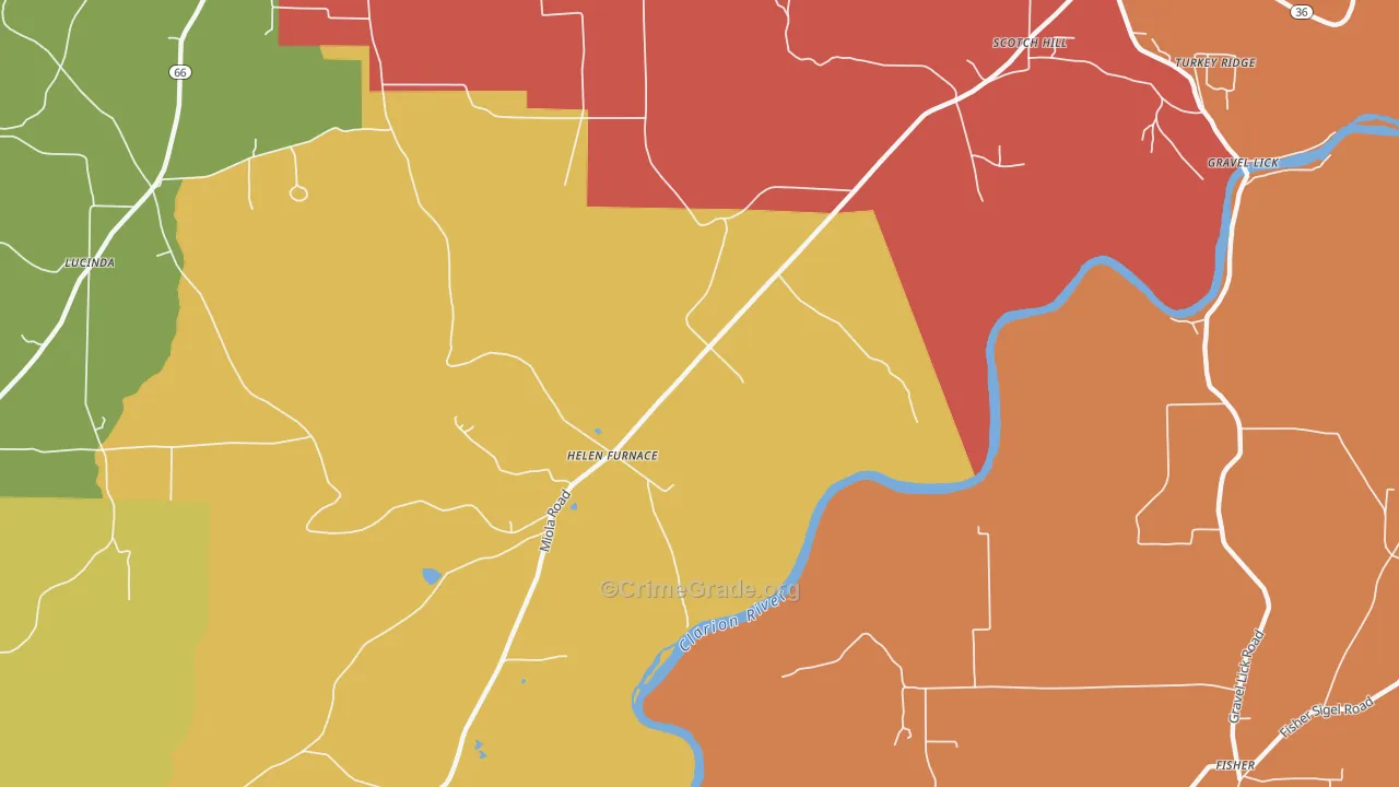 Helen Furnace, PA Map of Drug-Related Crime Rates