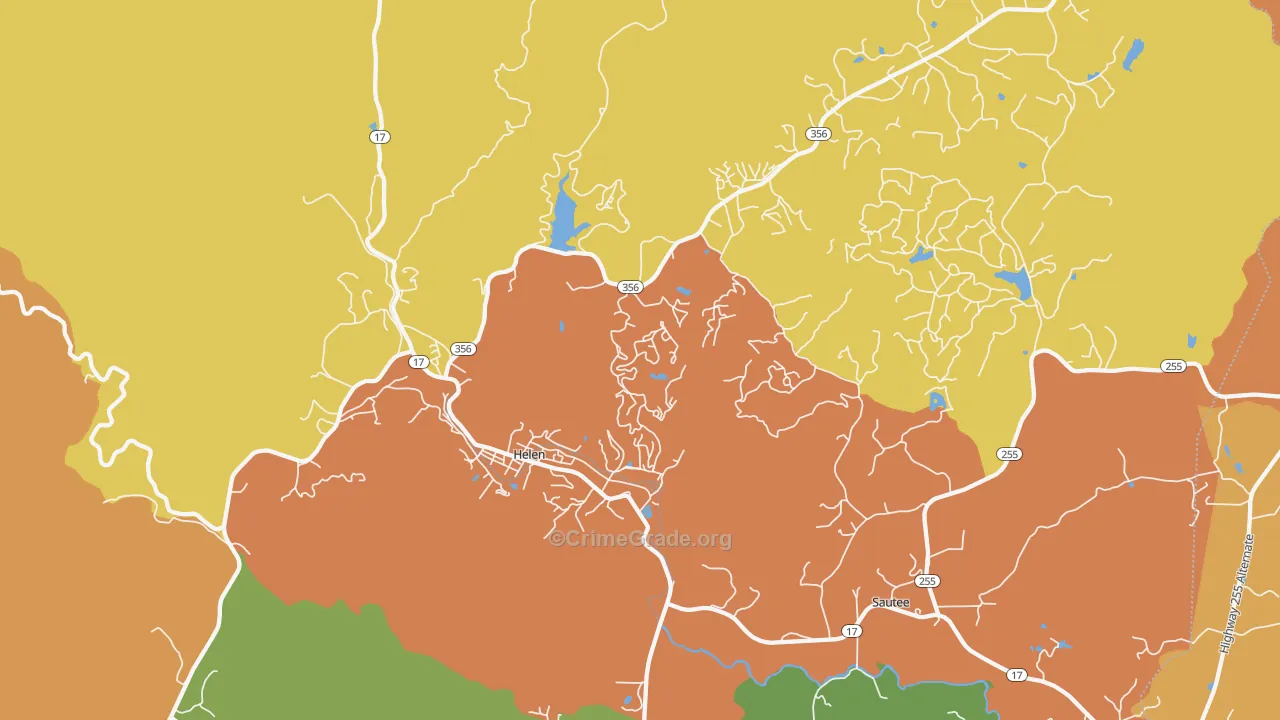 Helen, GA Map of Drug-Related Crime Rates