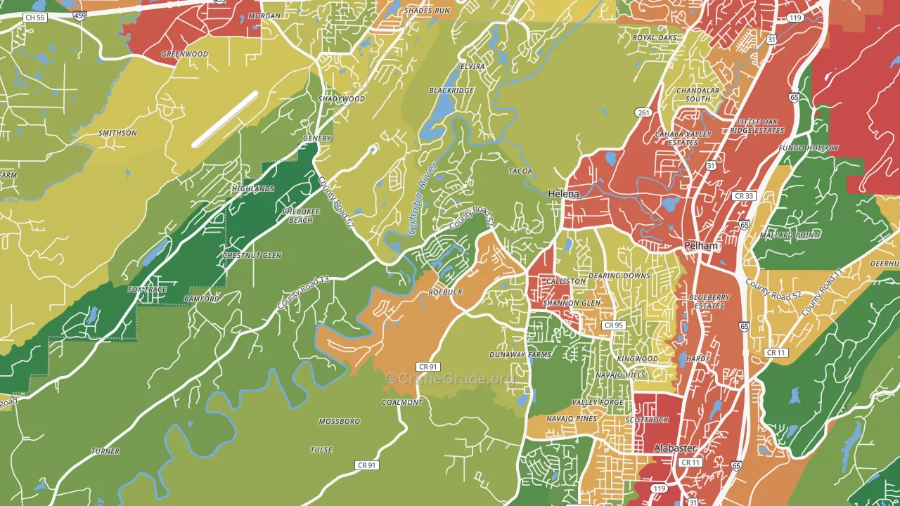 Helena, AL Map of Drug-Related Crime Rates