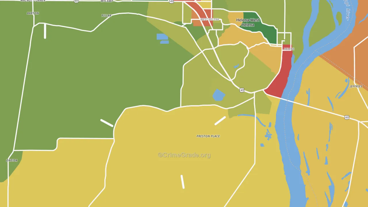 Helena, AR Map of Drug-Related Crime Rates