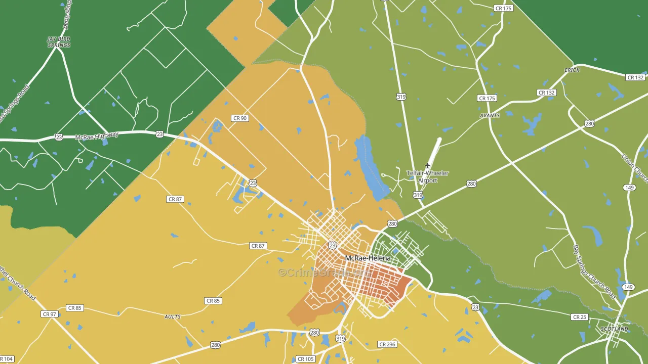 Helena, GA Map of Drug-Related Crime Rates