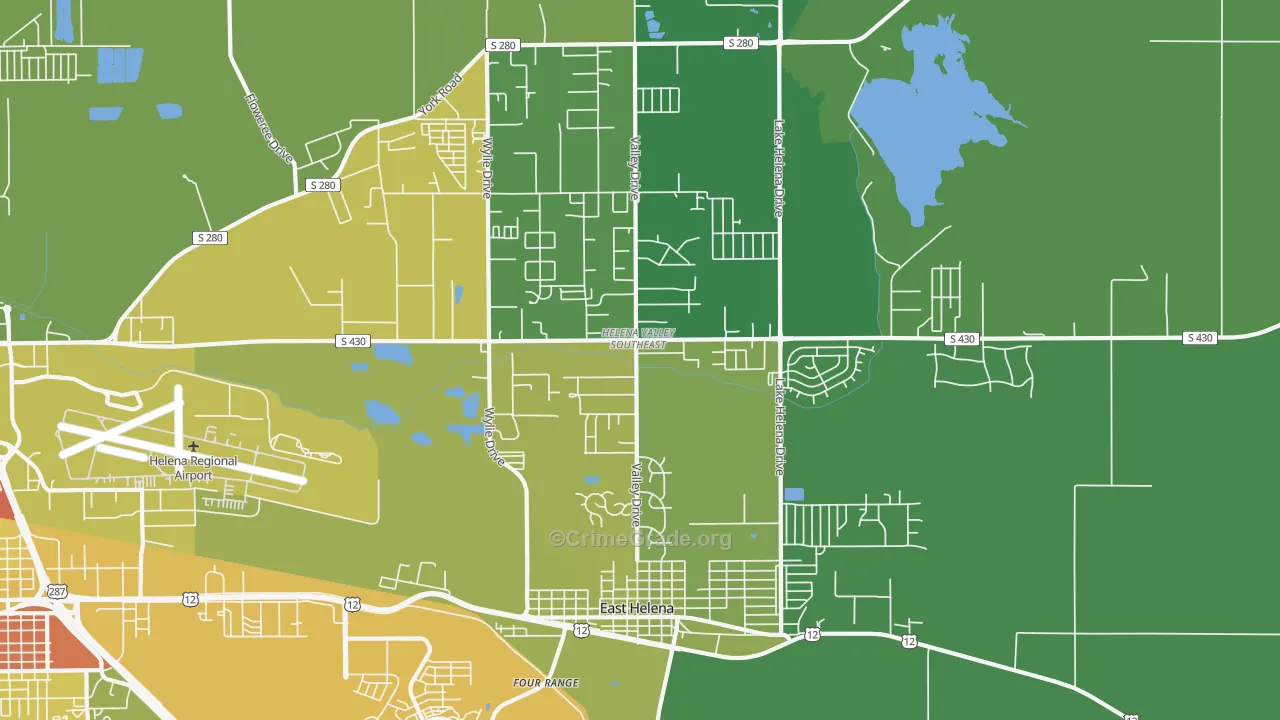 Helena Valley Southeast, MT Map of Drug-Related Crime Rates