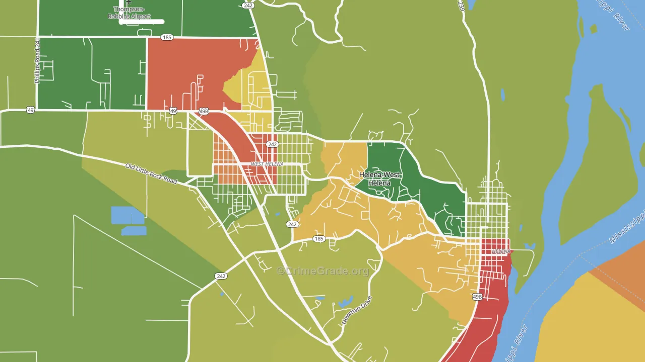Helena-West Helena, AR Map of Drug-Related Crime Rates