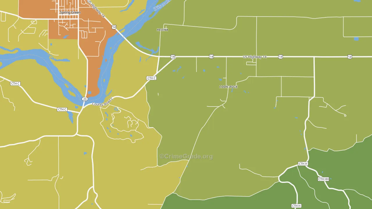 Helena, WI Map of Drug-Related Crime Rates