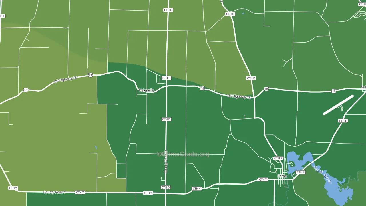 Helenville, WI Map of Drug-Related Crime Rates