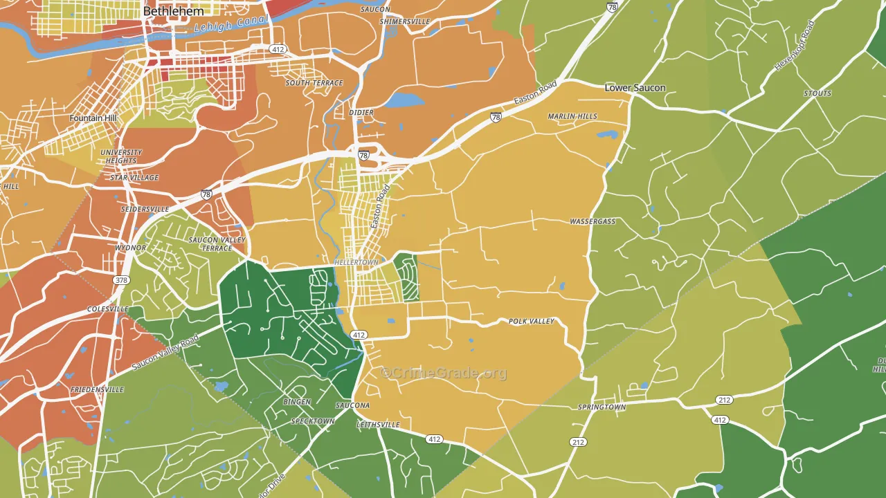 Hellertown, PA Map of Drug-Related Crime Rates