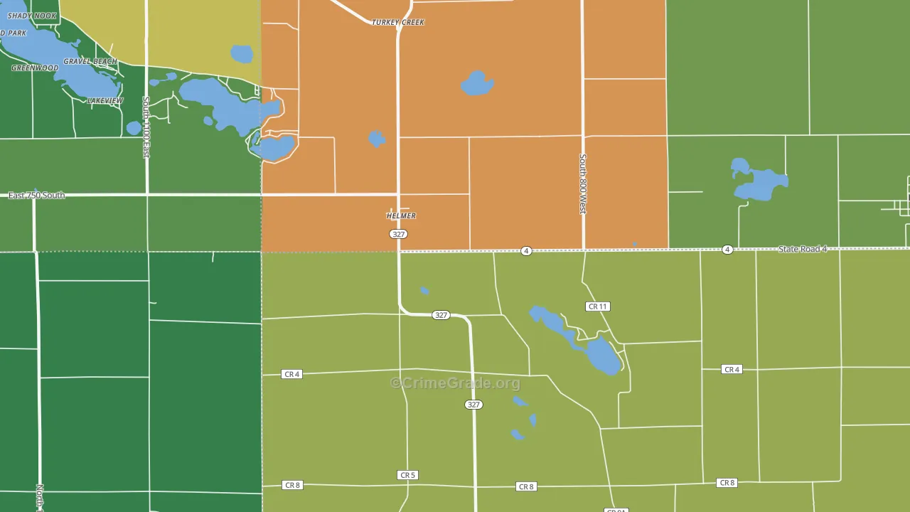 Helmer, IN Map of Drug-Related Crime Rates