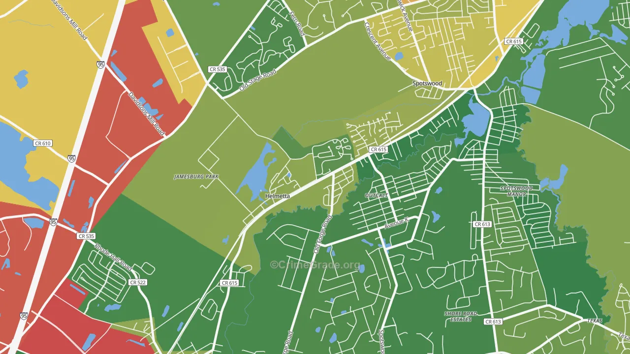 Helmetta, NJ Map of Drug-Related Crime Rates