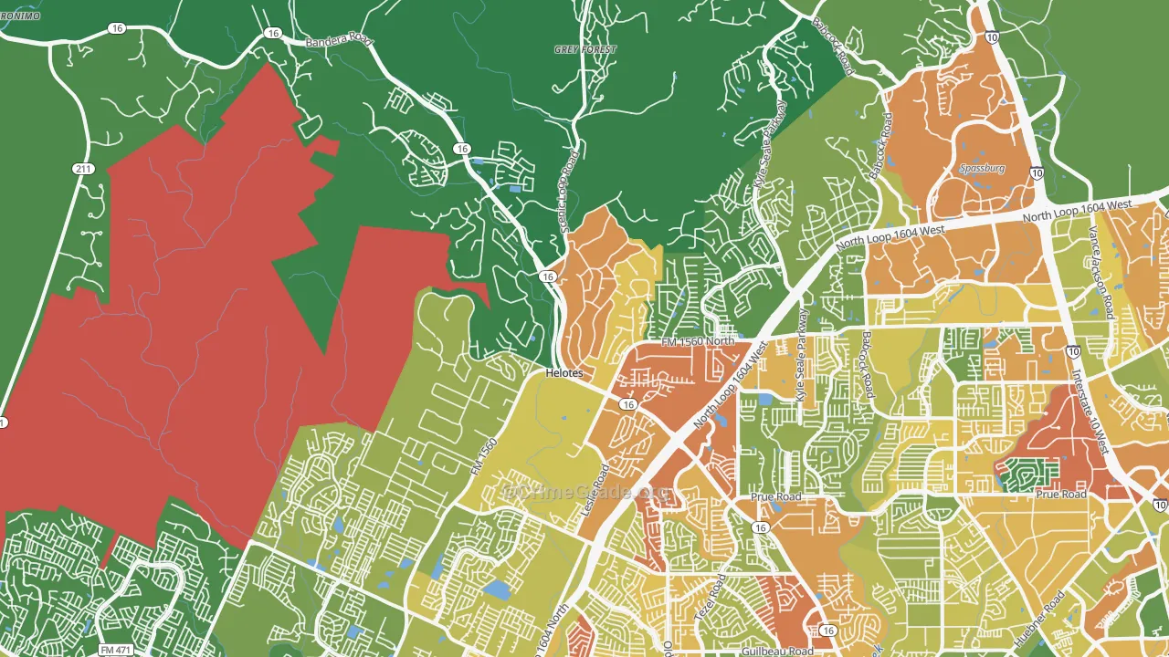 Helotes, TX Map of Drug-Related Crime Rates