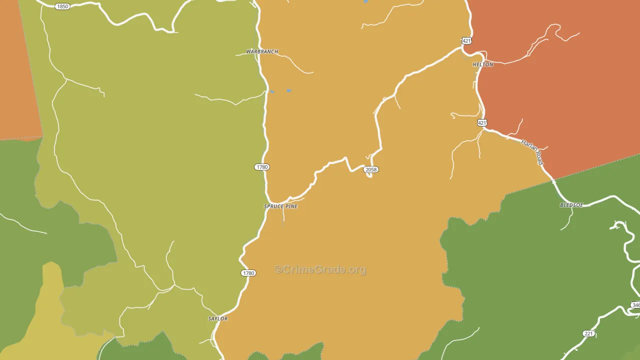 Helton, KY Map of Drug-Related Crime Rates
