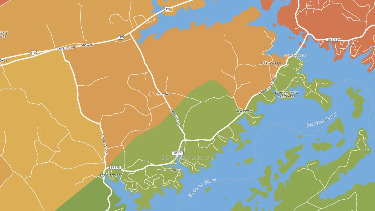 Helton, TN Map of Drug-Related Crime Rates