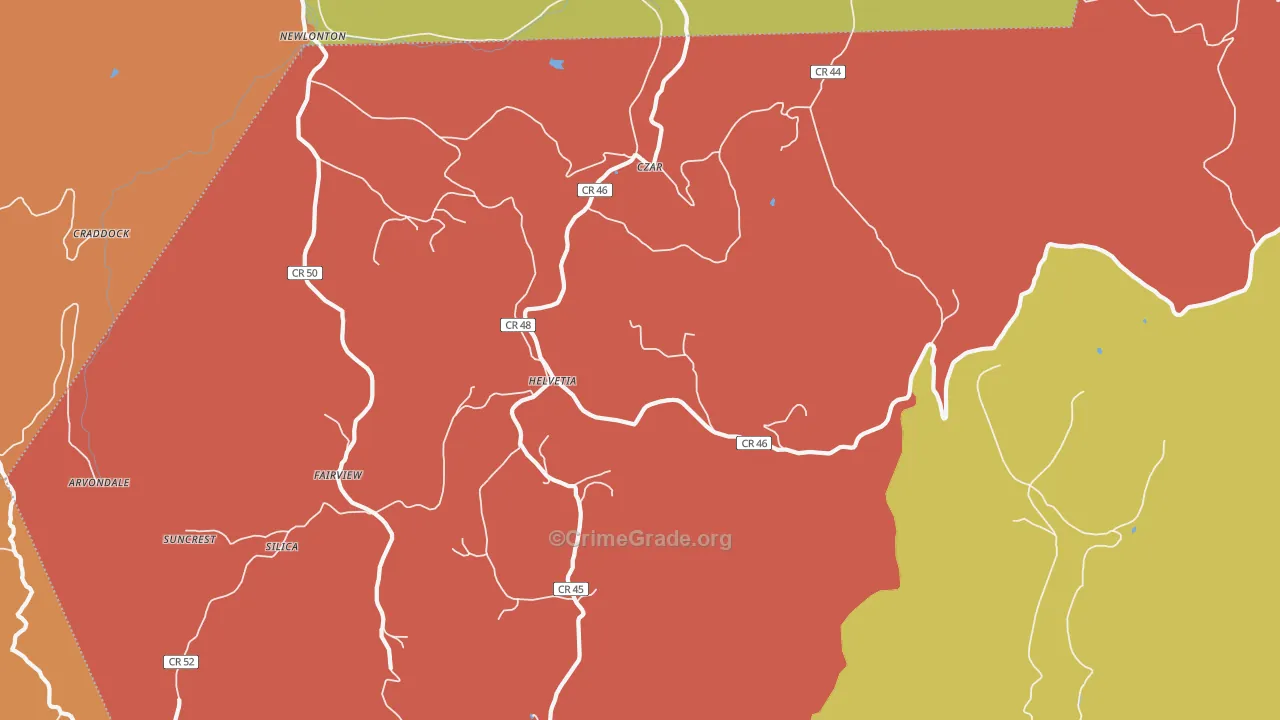 Helvetia, WV Map of Drug-Related Crime Rates