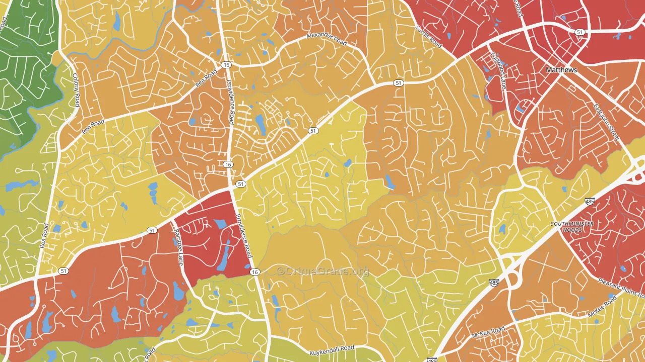 Hembstead, Charlotte, NC Map of Drug-Related Crime Rates