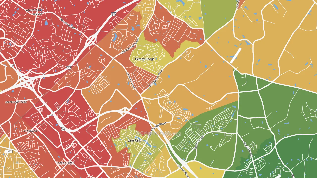 Hemby Bridge, NC Map of Drug-Related Crime Rates