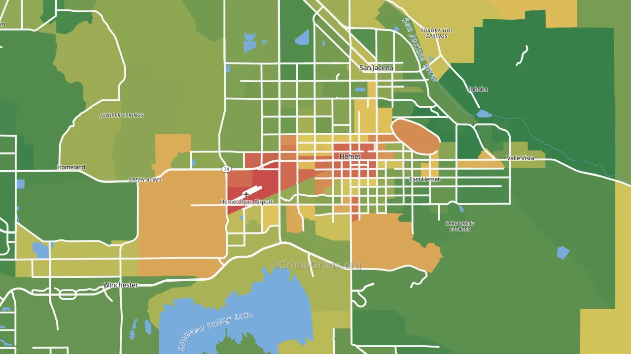 Hemet, CA Map of Drug-Related Crime Rates