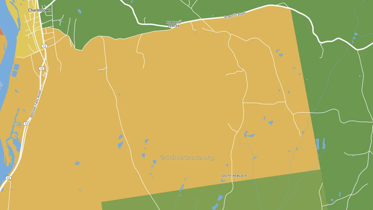 Hemlock Center, NH Map of Drug-Related Crime Rates