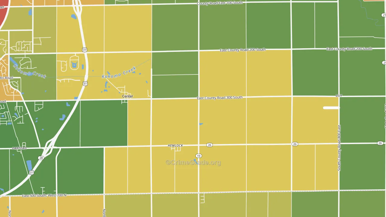 Hemlock, IN Map of Drug-Related Crime Rates
