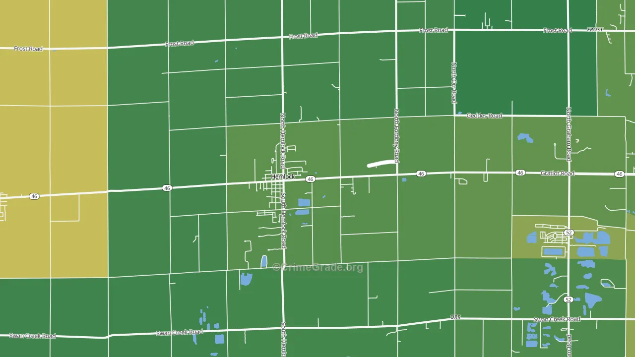 Hemlock, MI Map of Drug-Related Crime Rates