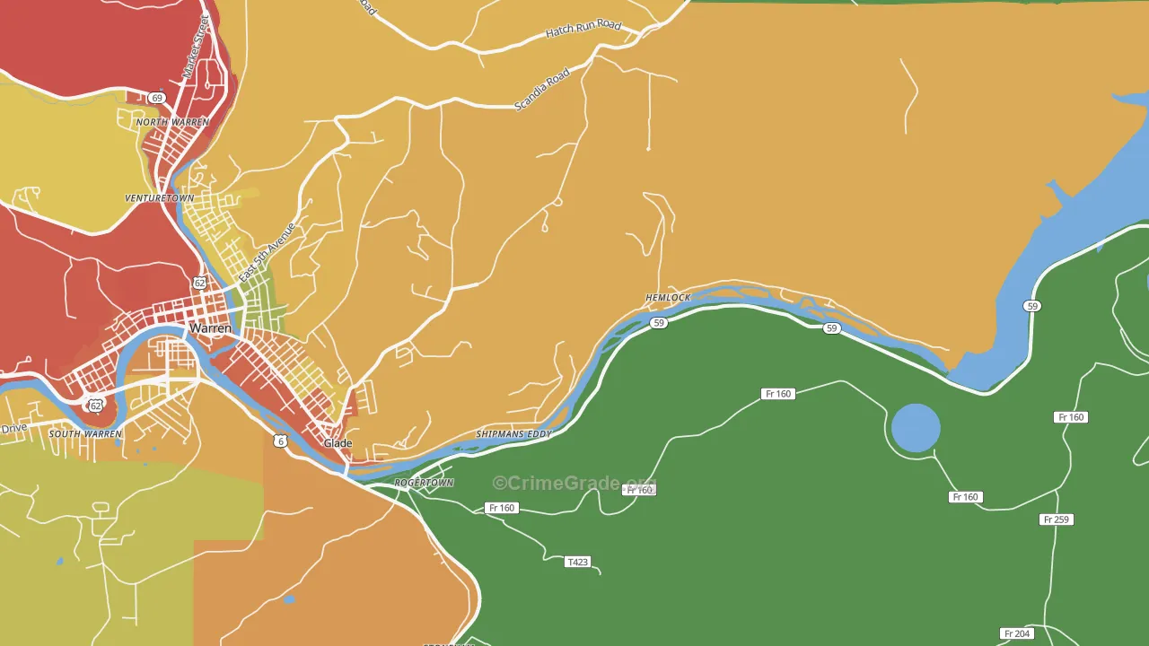 Hemlock, PA Map of Drug-Related Crime Rates