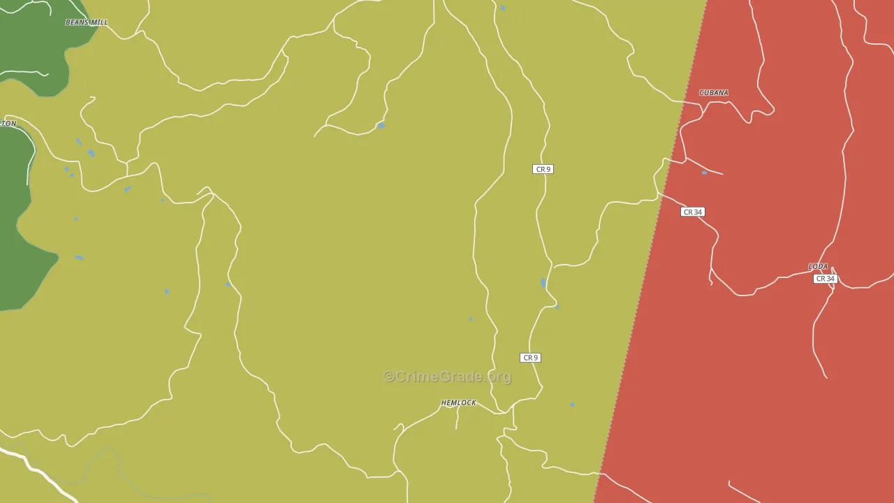 Hemlock, WV Map of Drug-Related Crime Rates