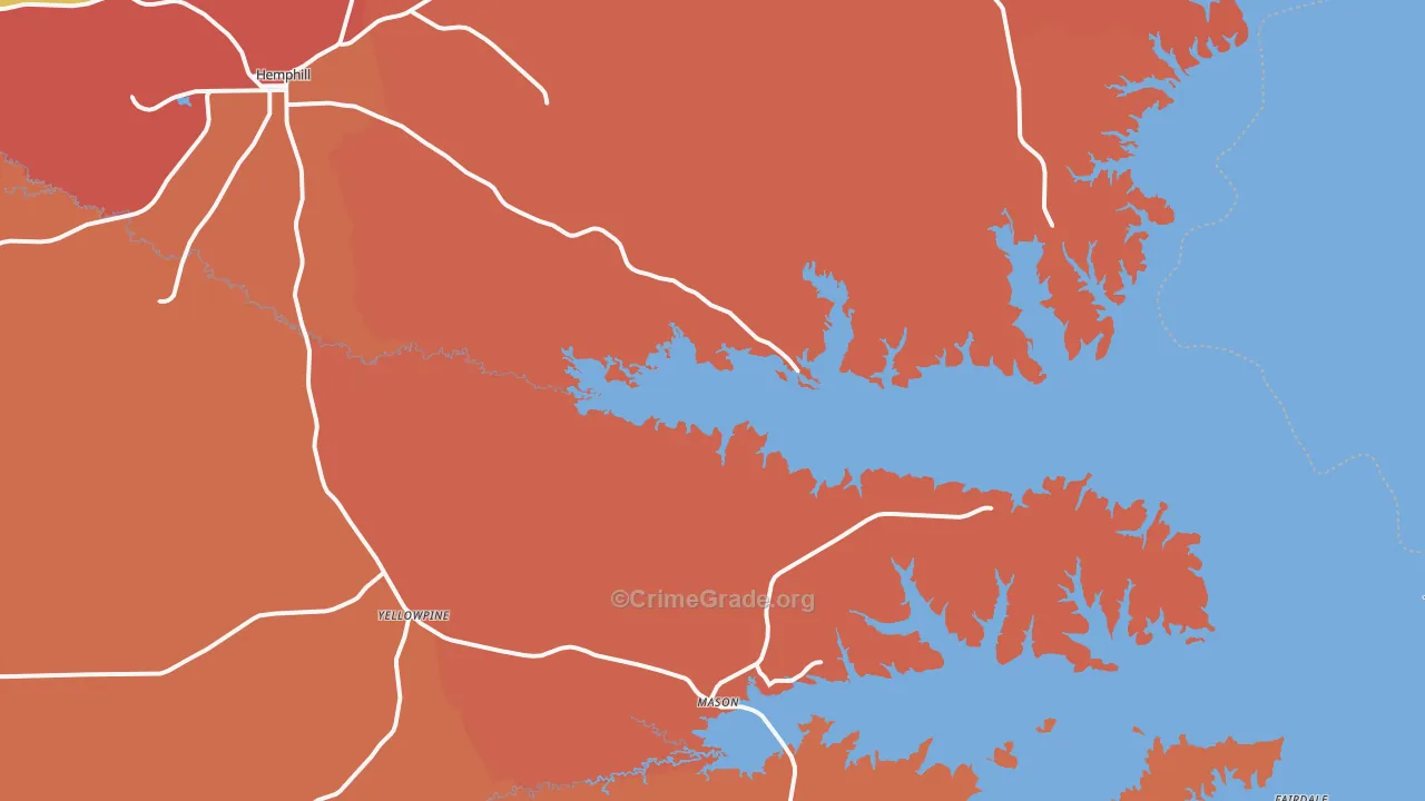 Hemphill, TX Map of Drug-Related Crime Rates