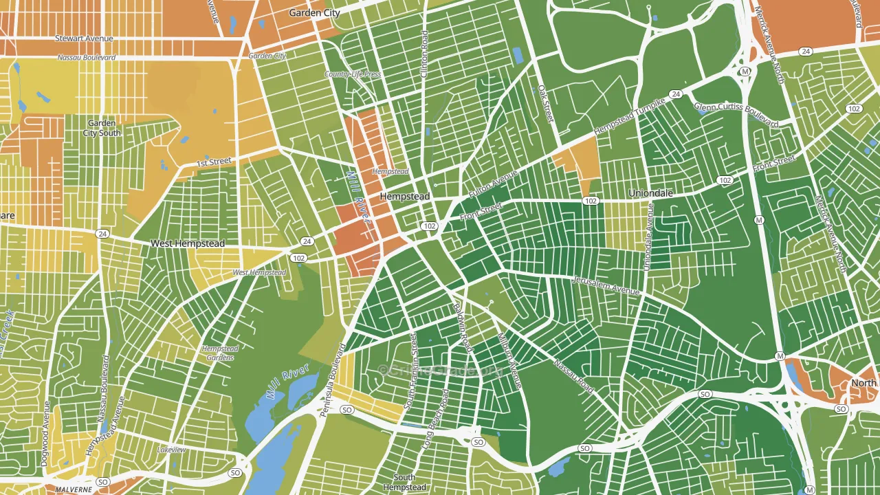 Hempstead, NY Map of Drug-Related Crime Rates