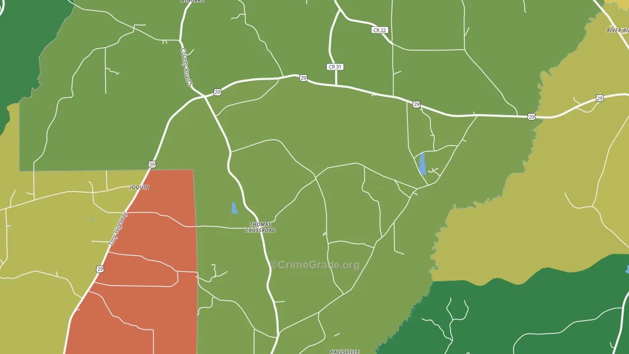 Henderson, AL Map of Drug-Related Crime Rates