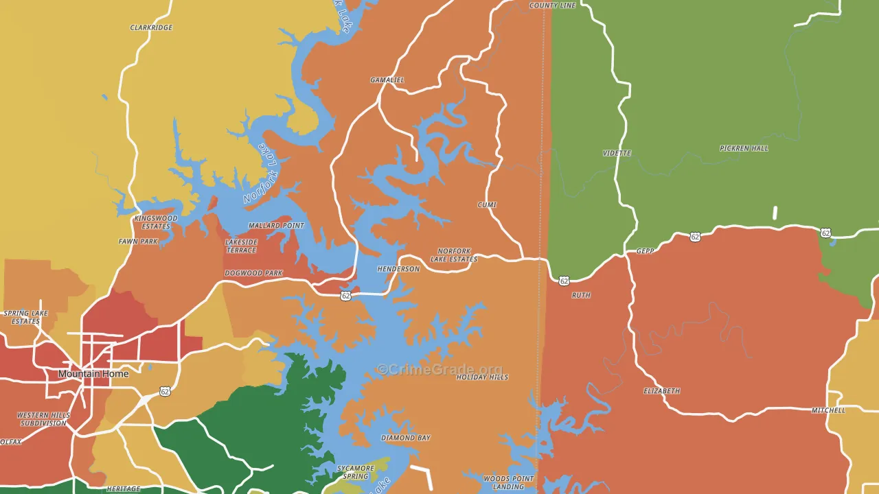 Henderson, AR Map of Drug-Related Crime Rates