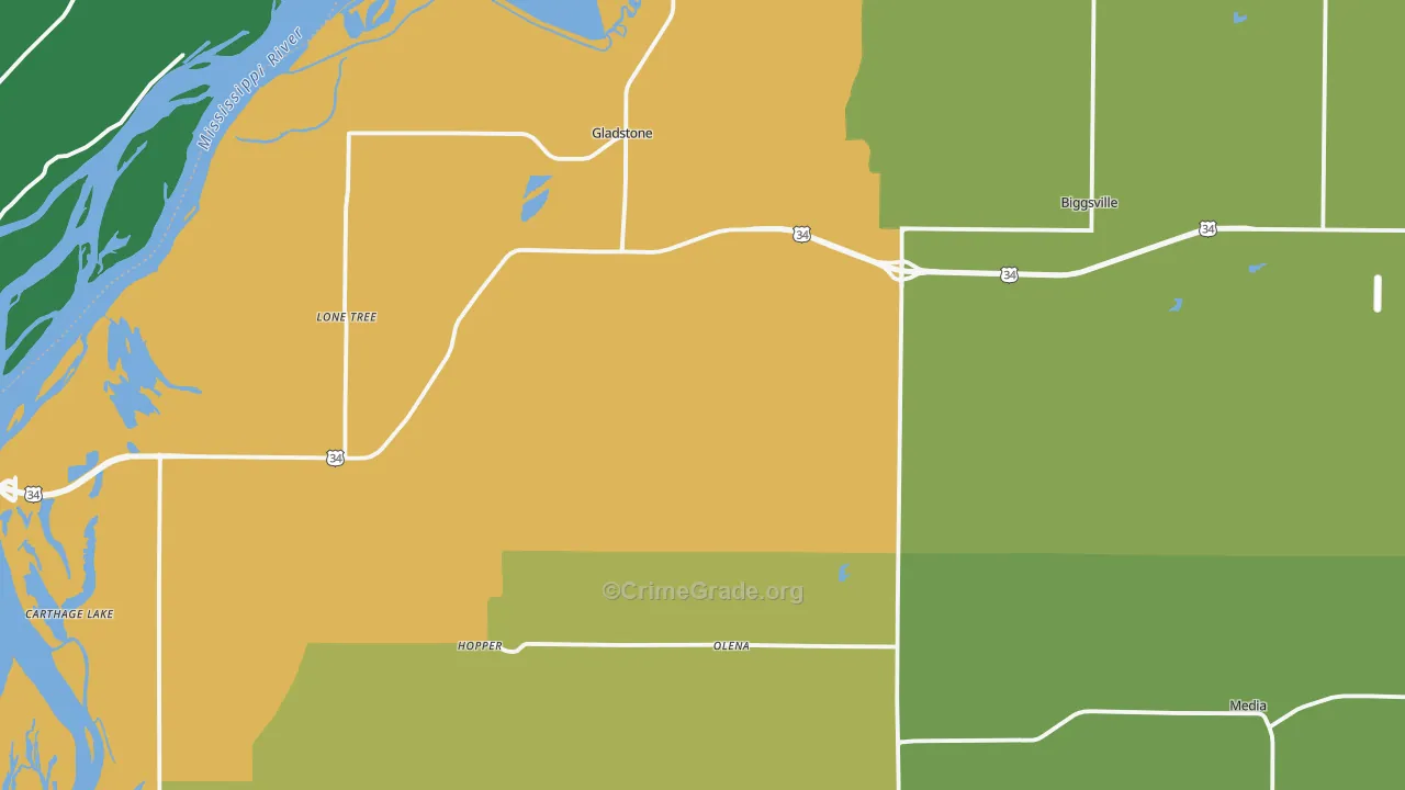 Henderson County, IL Map of Drug-Related Crime Rates