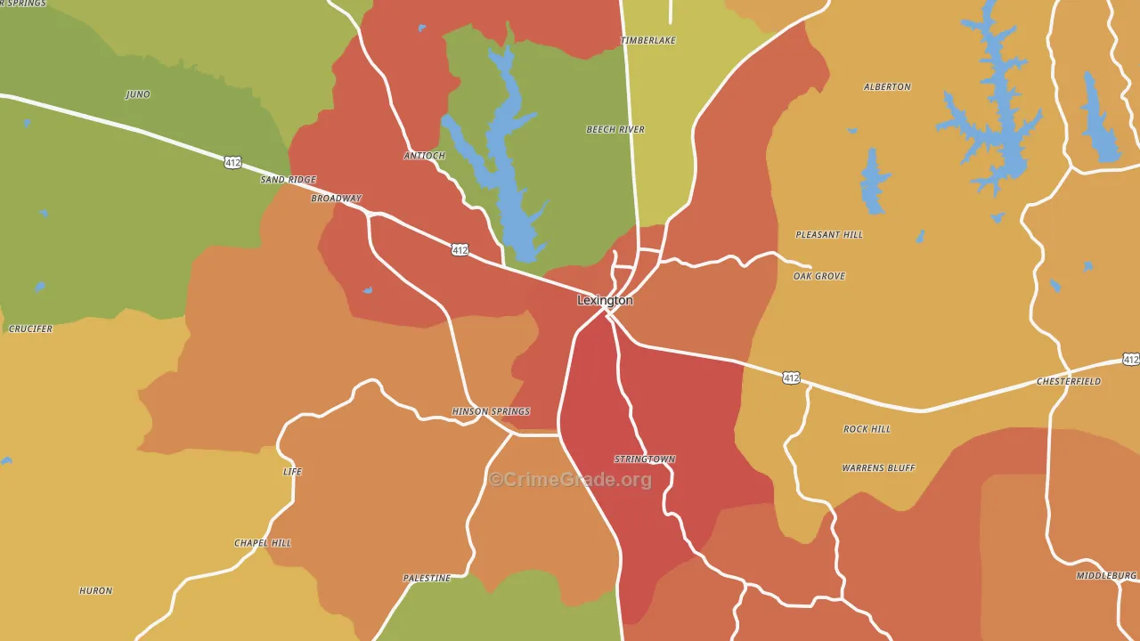 Henderson County, TN Map of Drug-Related Crime Rates