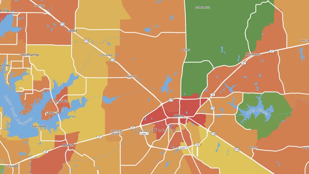Henderson County, TX Map of Drug-Related Crime Rates
