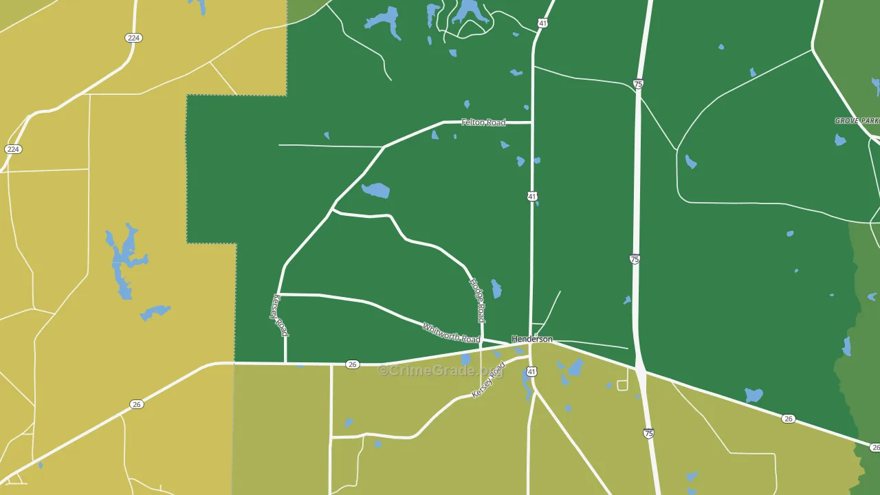 Henderson, GA Map of Drug-Related Crime Rates