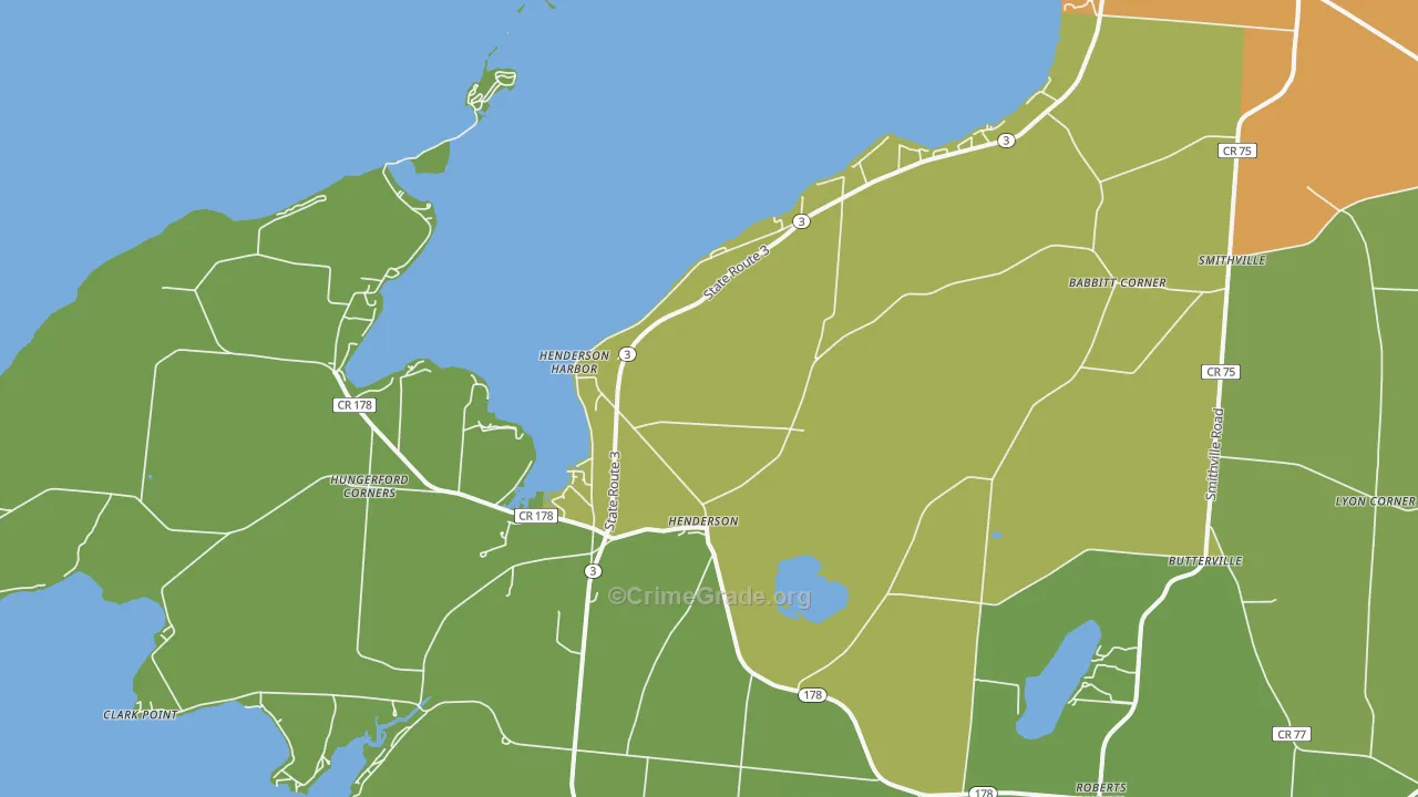 Henderson Harbor, NY Map of Drug-Related Crime Rates