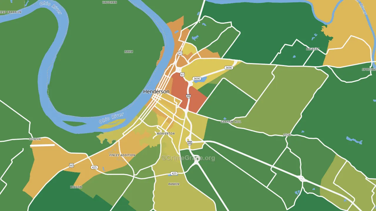 Henderson, KY Map of Drug-Related Crime Rates