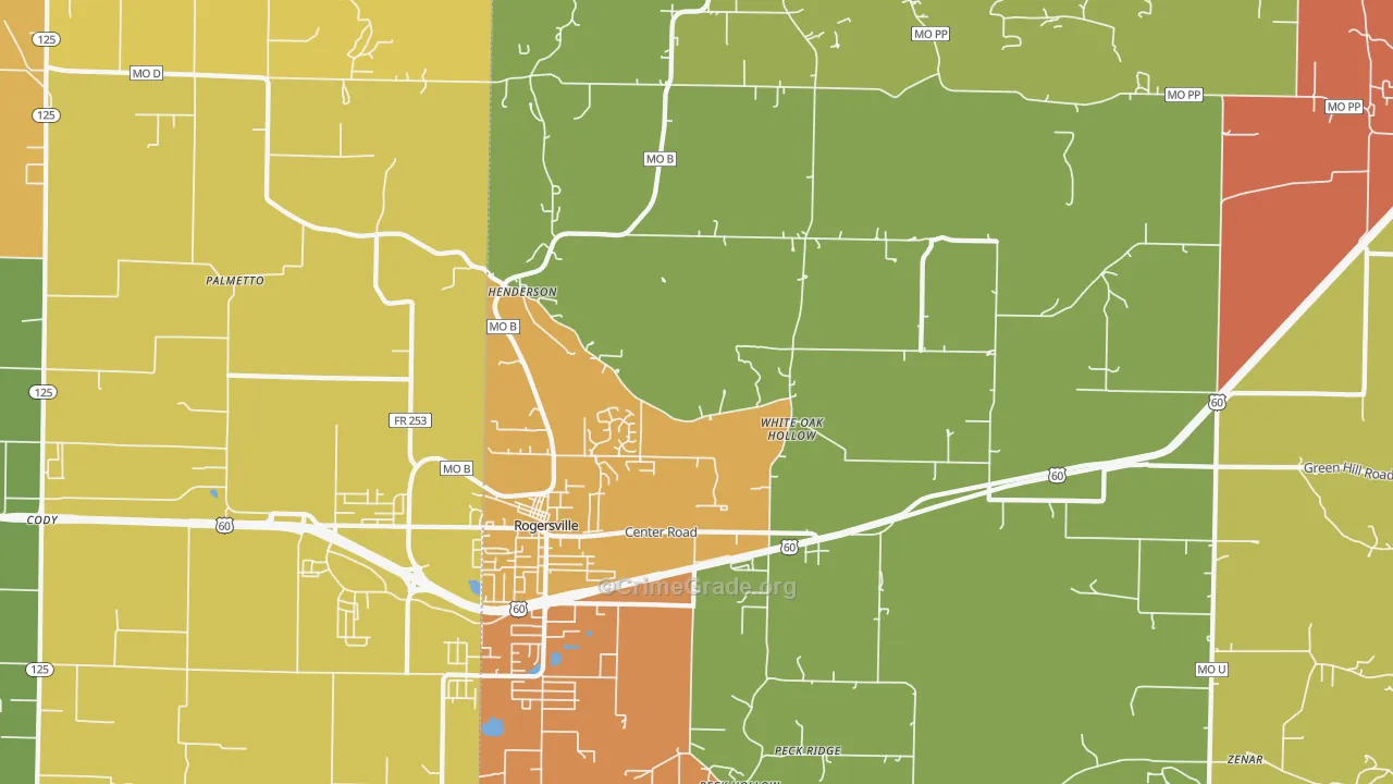 Henderson, MO Map of Drug-Related Crime Rates