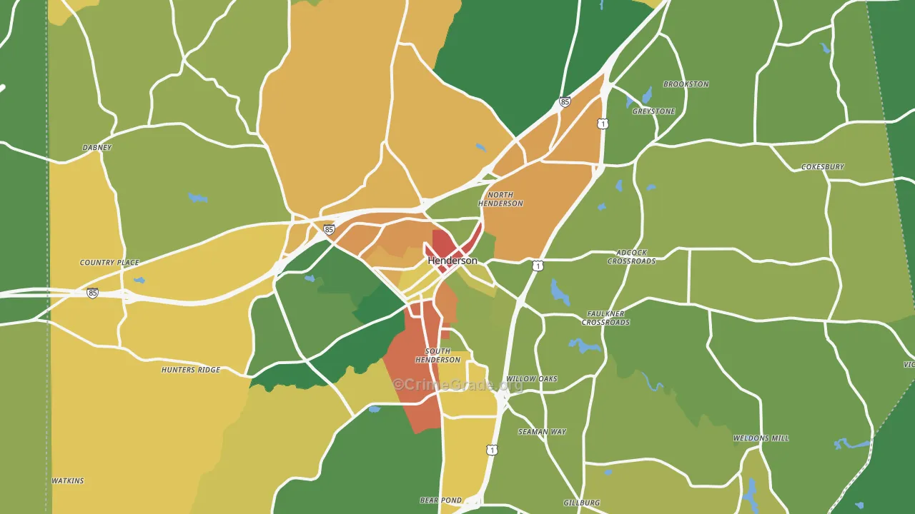 Henderson, NC Map of Drug-Related Crime Rates
