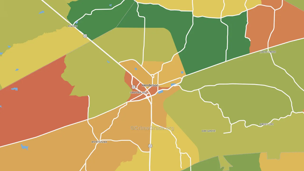 Henderson, TN Map of Drug-Related Crime Rates