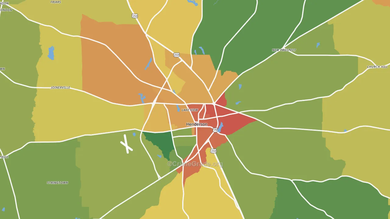 Henderson, TX Map of Drug-Related Crime Rates