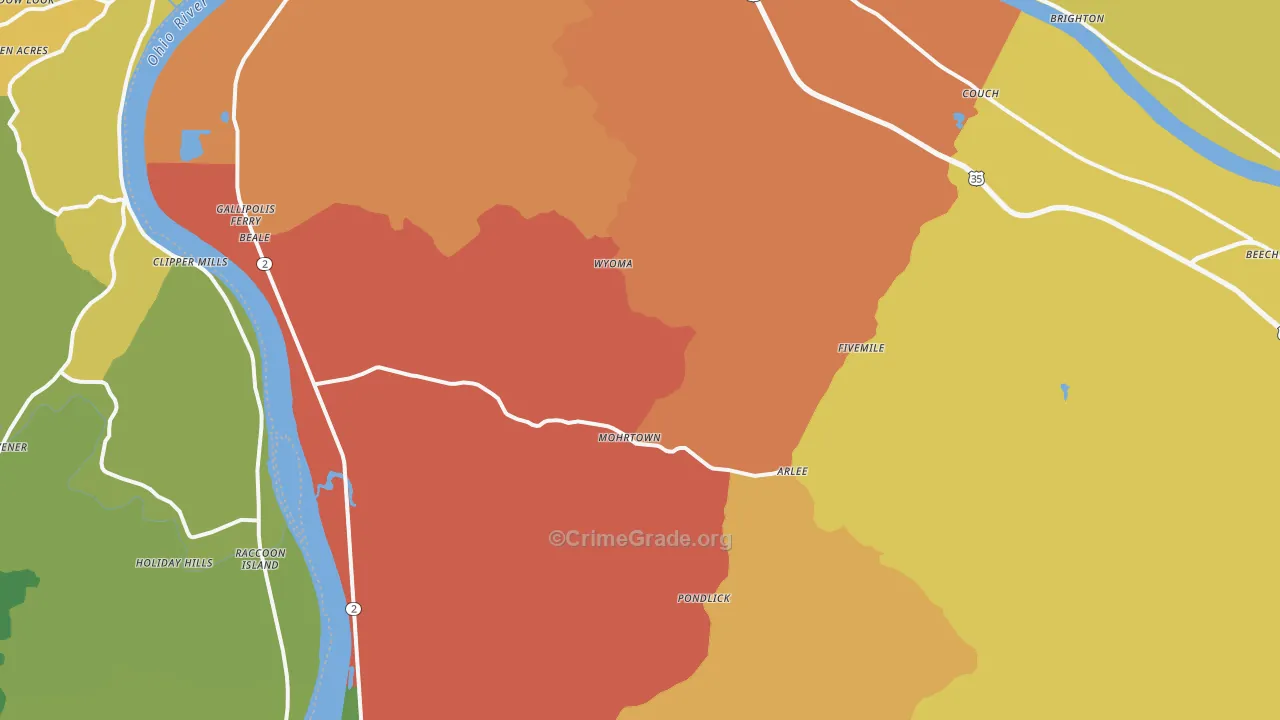Henderson, WV Map of Drug-Related Crime Rates