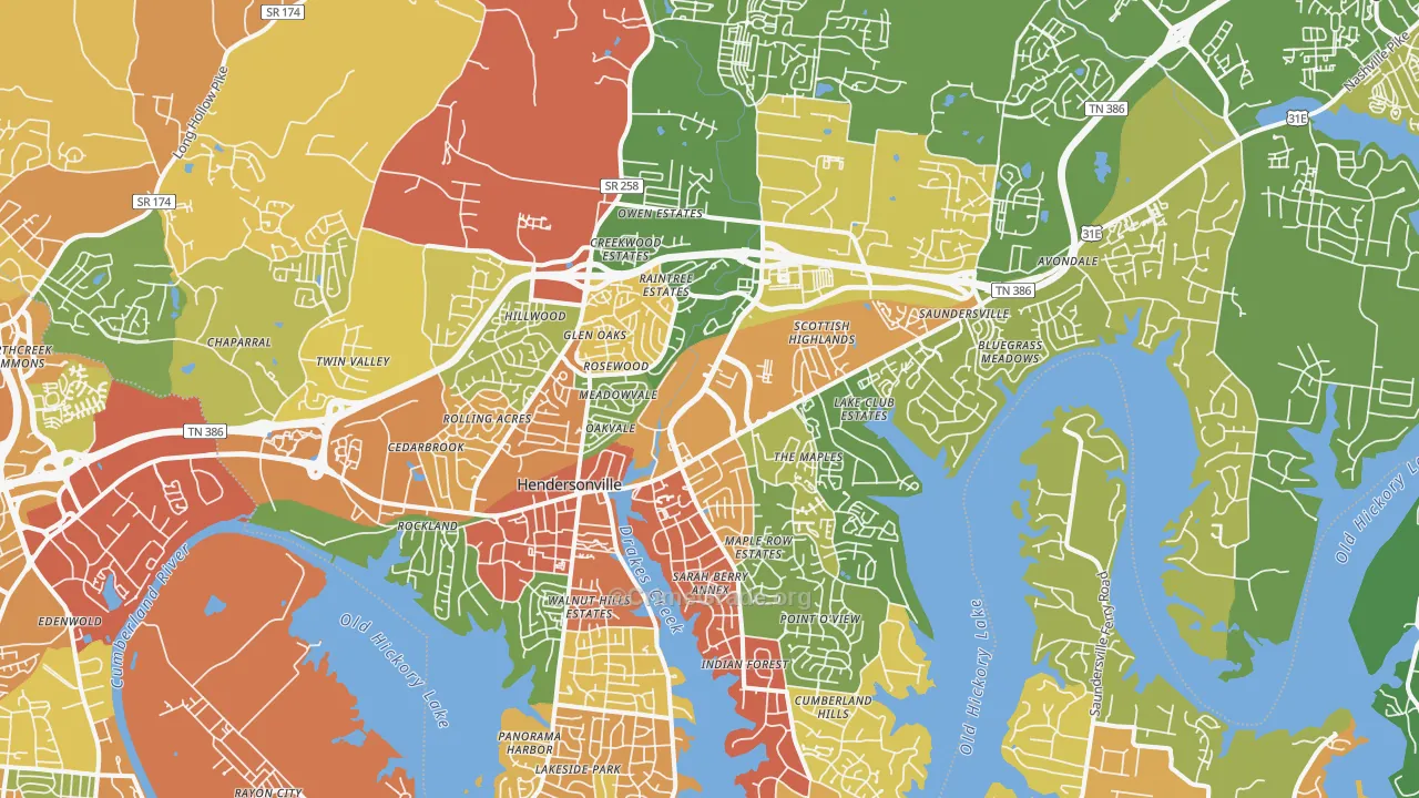 Hendersonville, TN Map of Drug-Related Crime Rates