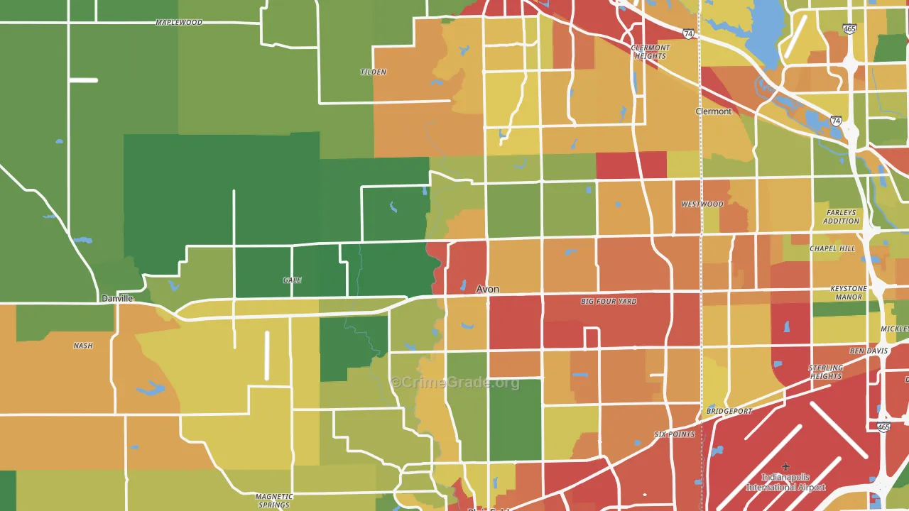 Hendricks County, IN Map of Drug-Related Crime Rates