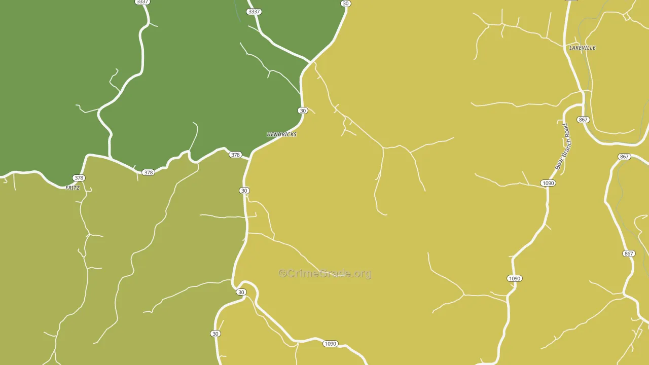 Hendricks, KY Map of Drug-Related Crime Rates