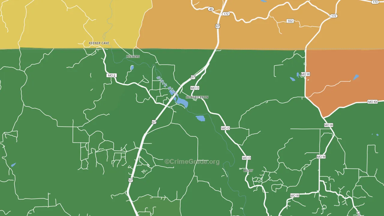 Hendrickson, MO Map of Drug-Related Crime Rates