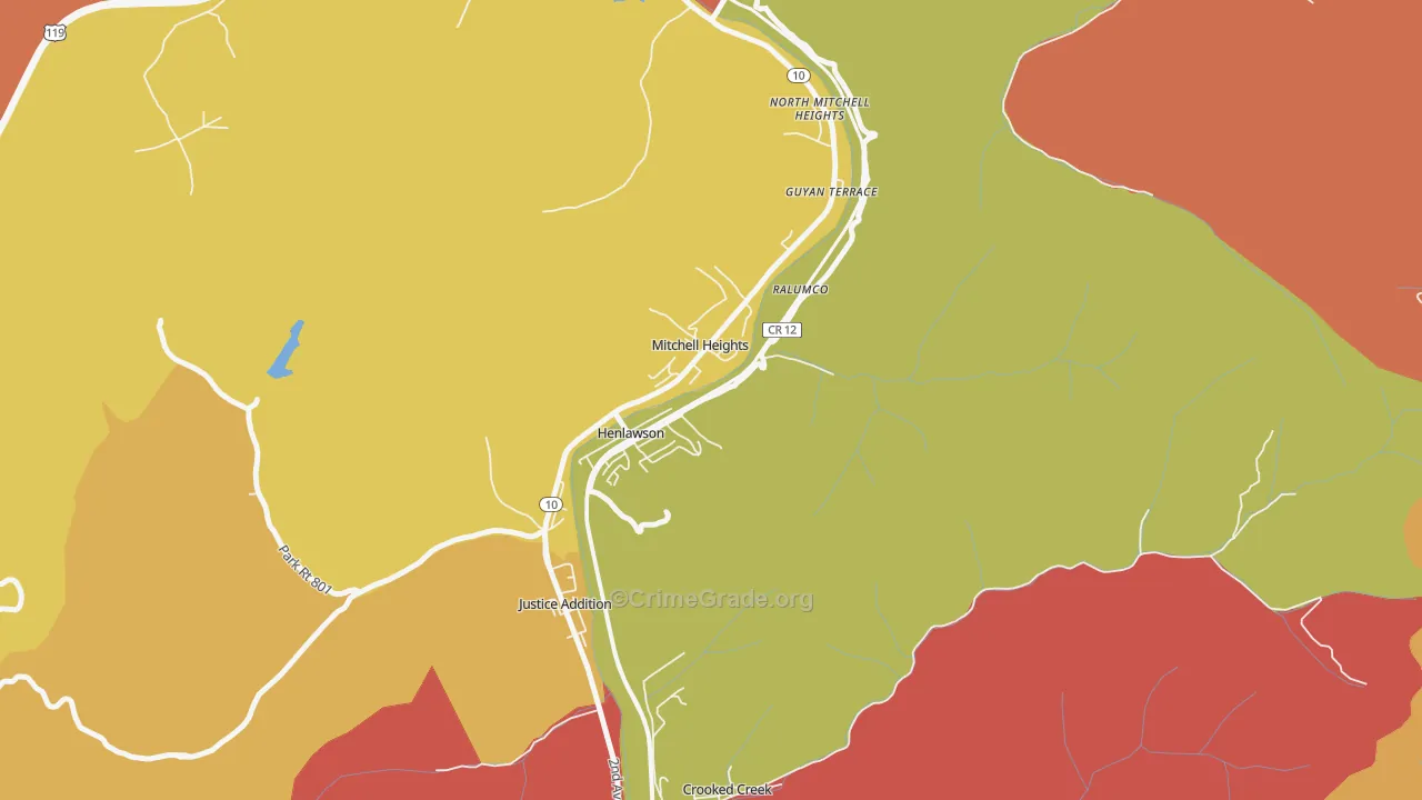 Henlawson, WV Map of Drug-Related Crime Rates