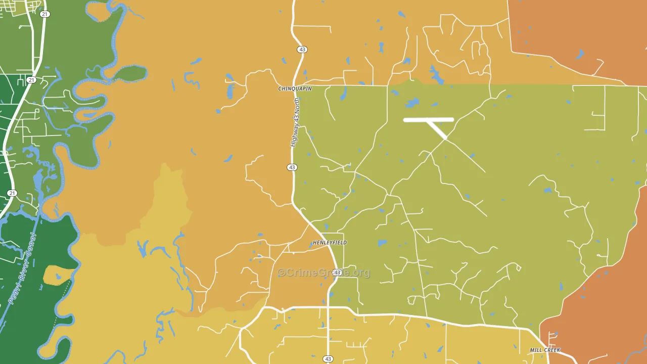 Henleyfield, MS Map of Drug-Related Crime Rates